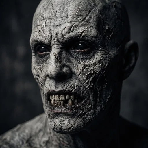 Close-Up Portrait of Gray Monster