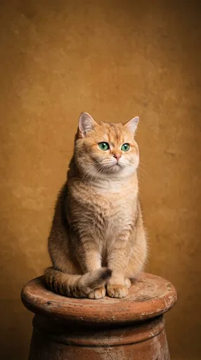 Golden British Shorthair Cat Studio Portrait