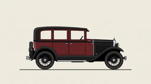 Vintage 1920s Maroon and Black Sedan Illustration