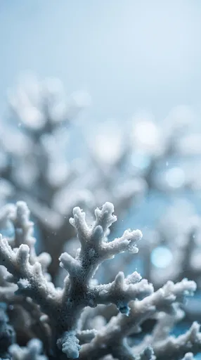 Macro White Coral in Ice Blue