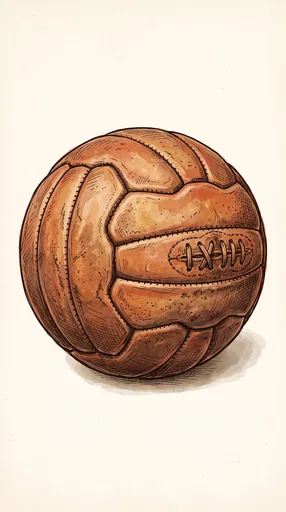 Vintage Brown Leather Soccer Ball Illustration