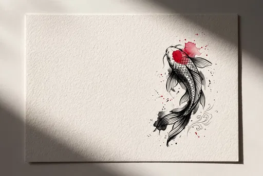 Koi Fish Ink Illustration on Paper