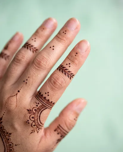 Minimalist Henna Design on Hand Close-Up