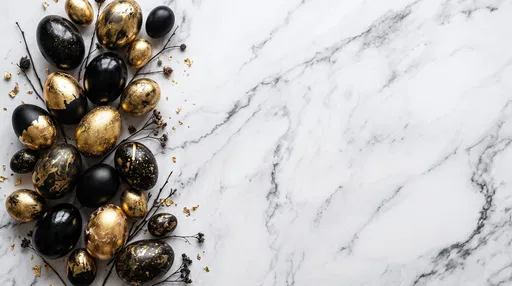 Black and Gold Easter Eggs on Marble