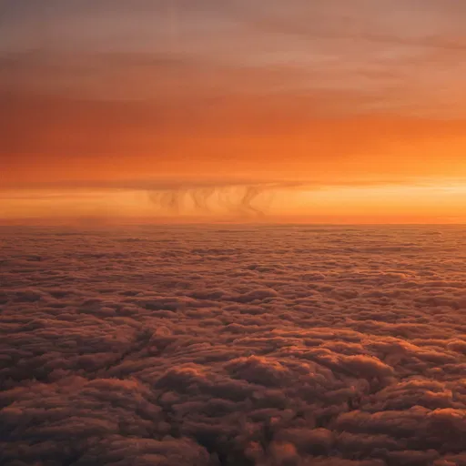 Golden Hour Aerial View Above Clouds