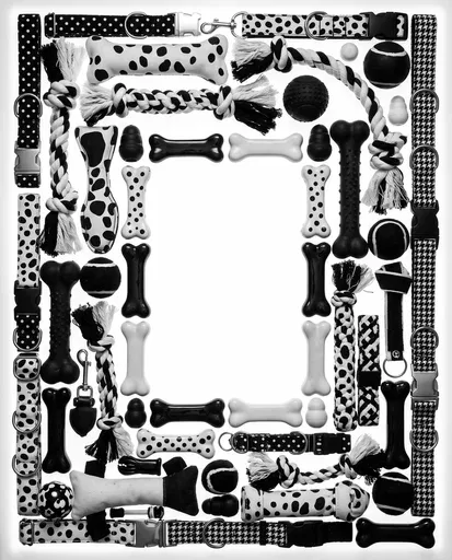 Black and White Dog Toys Frame