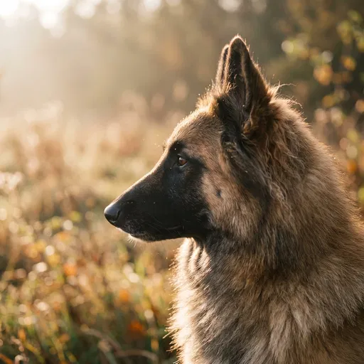 Belgian Tervuren Profile in Autumn Meadow