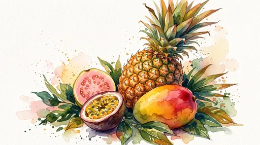 Watercolor Tropical Fruit Illustration