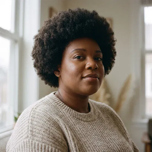 Black Woman With Rounded Afro Bob