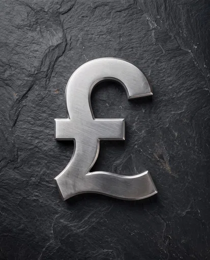 Brushed Steel Pound Symbol on Dark Slate