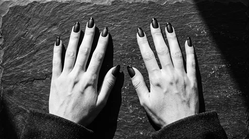 Monochrome Hands With Matte Black Manicure