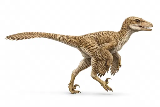 Feathered Velociraptor Isolated on White Background