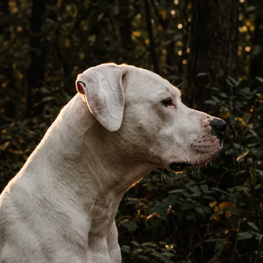 White Dogo Argentino Profile in Woodland