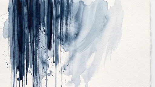 Indigo Watercolor Vertical Strokes and Washes