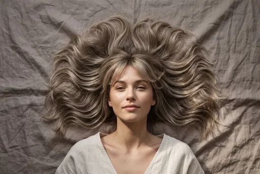 Woman With Blonde Hair Fanned Out