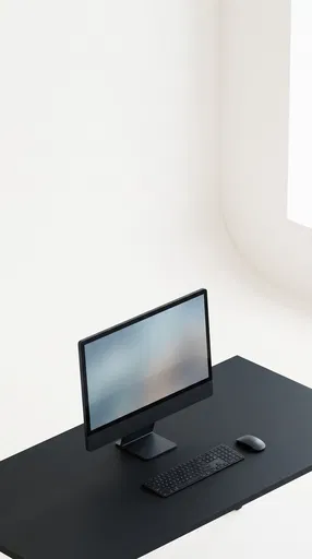 Minimalist Black Computer Workstation in Studio