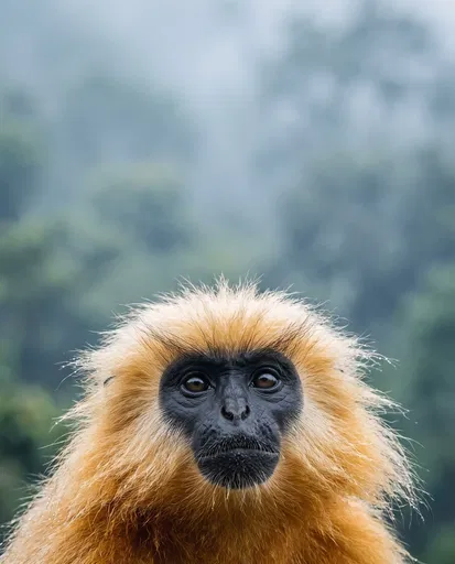 Close-Up Portrait of Golden Langur