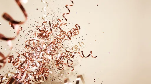Rose Gold and Ivory Confetti Ribbon Burst