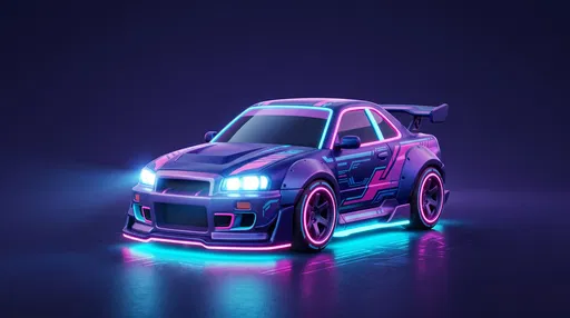 Stylized 3D Neon Street Tuner Car