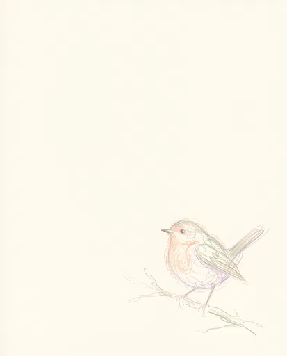 Minimalist Colored Pencil Songbird Sketch