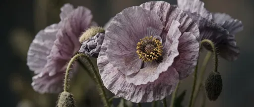 Close-Up of Amazing Grey Poppies