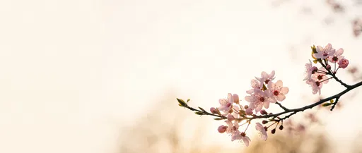 Backlit Cherry Blossom Branch Panorama