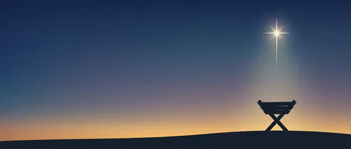 Minimalist Manger Silhouette Under Star