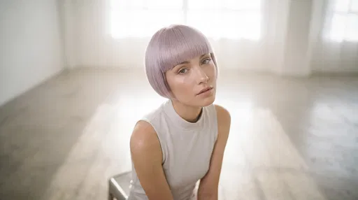 Woman with Pastel Lavender Mod Haircut