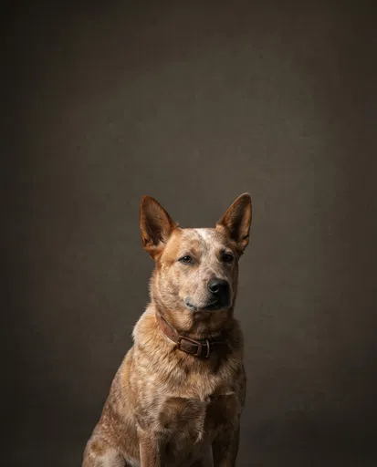 Studio Portrait of Red Heeler Dog