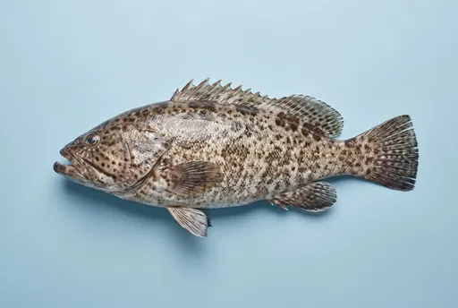 Spotted Grouper Fish on Blue Background