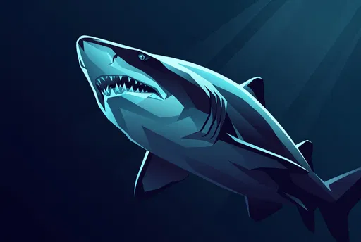 Geometric Blue Shark Underwater Illustration