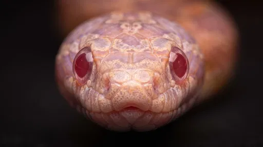 Macro Portrait of Albino Corn Snake