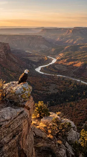 Bald Eagle Overlooking Sunset River Canyon
