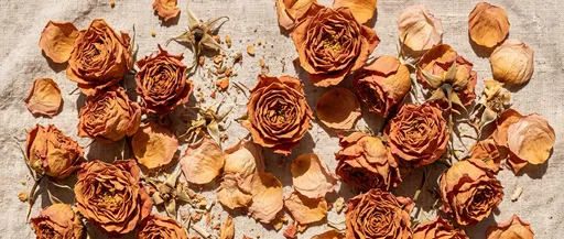 Dried Terracotta Roses on Raw Linen