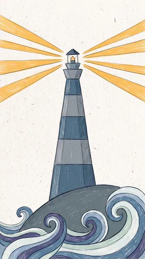 Hand-Drawn Lighthouse With Yellow Light Rays