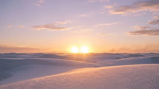 Twin Suns Setting Over White Dunes