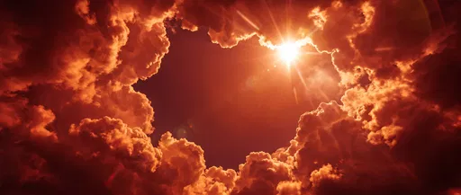 Crimson Storm Clouds Framing Bright Sun