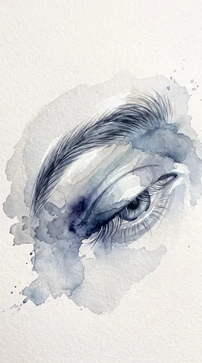 Blue Watercolor Eyebrow and Eye Illustration