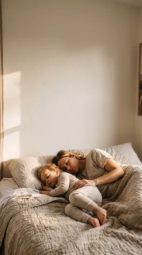 Mother and Toddler Sleeping in Sunlight