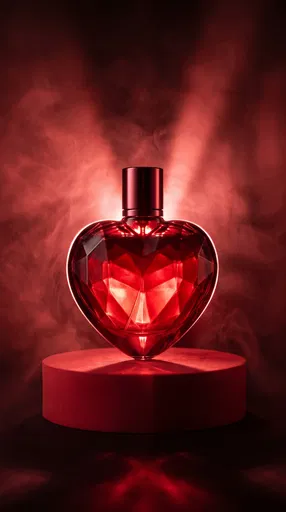 Ruby Heart Perfume Bottle on Pedestal