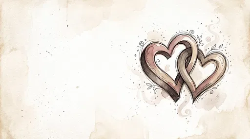 Watercolor Intertwined Hearts on Textured Paper