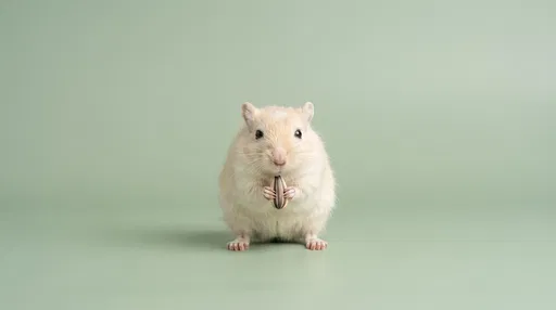 Cream Gerbil Holding Sunflower Seed