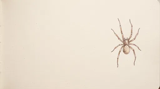 Minimalist Brown Spider Sketch on Cream Paper