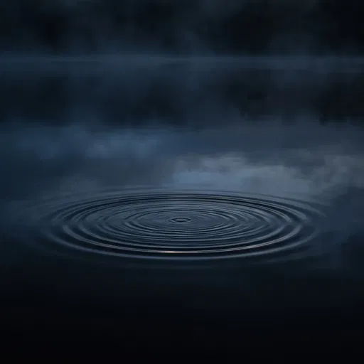 Concentric Water Ripples on Dark Lake