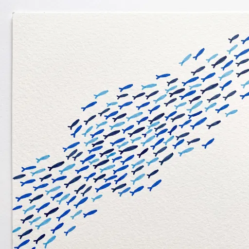 Minimalist Blue Marker School of Fish