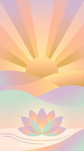 Pastel Sunrise Over Hills With Lotus