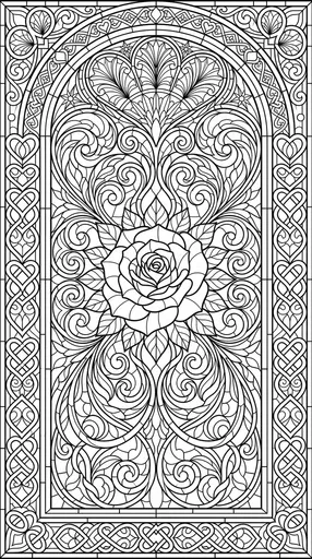Stained Glass Rose Coloring Page