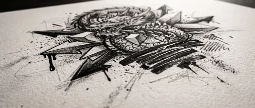 Monochrome Dragon Graffiti Sketch on Paper