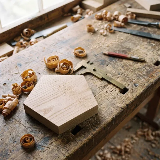 Wooden Pentagon on Artisan Workbench