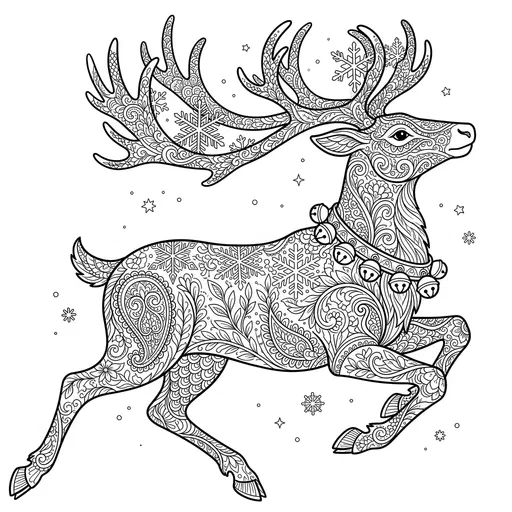 Zentangle Christmas Reindeer Coloring Page